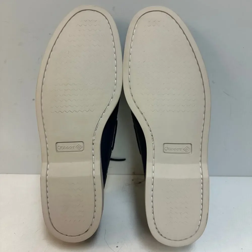 NWOT Quoddy Men's Head Boat Shoe Moccasin Navy Blue Handsewn Maine USA 12 D